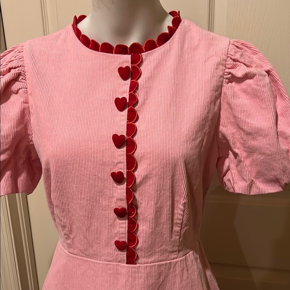 TCEC Pink Fit to Flare Mini Dress with Puff Sleeves. Size Large may run small. - Picture 5 of 15